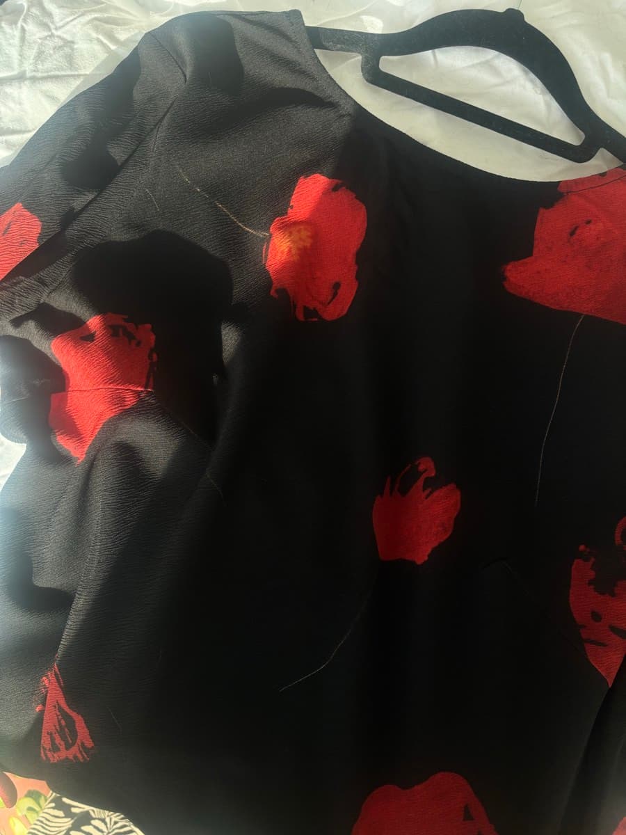 Black Red Floral Mini Dress thumbnail 4