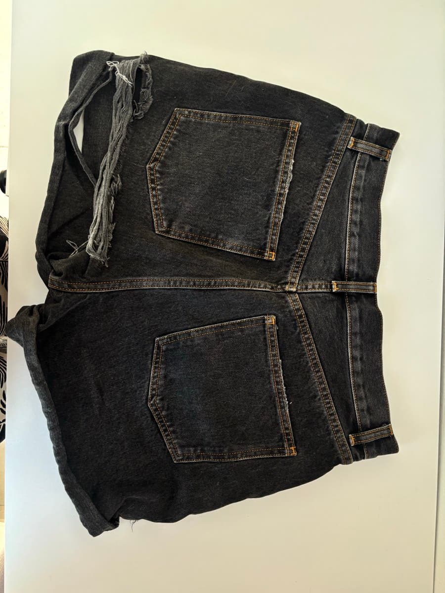 Black Denim Distressed Shorts thumbnail 2
