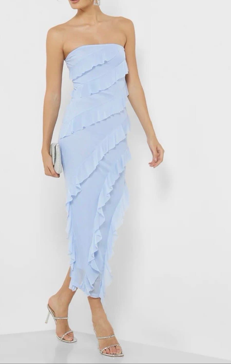 Strapless Ruffled Midi Dress