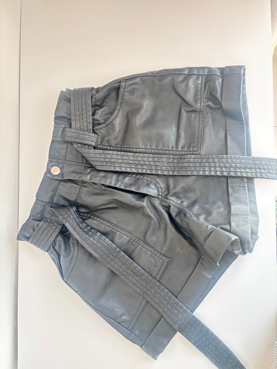 Black Faux Leather Shorts