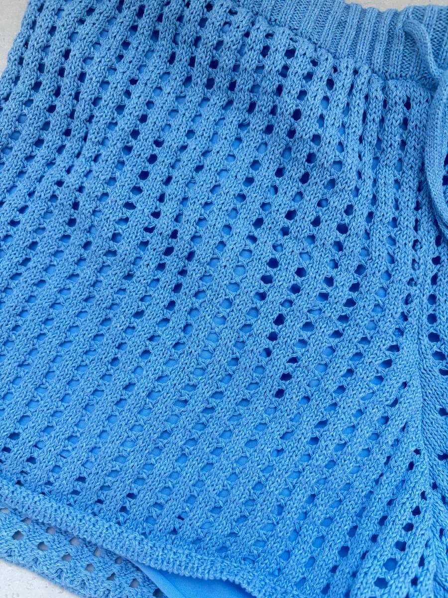 Blue Crochet Knit Shorts thumbnail 2