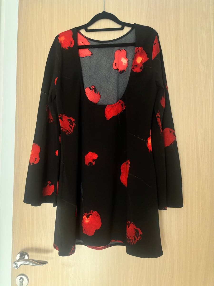 Black Red Floral Mini Dress thumbnail 3