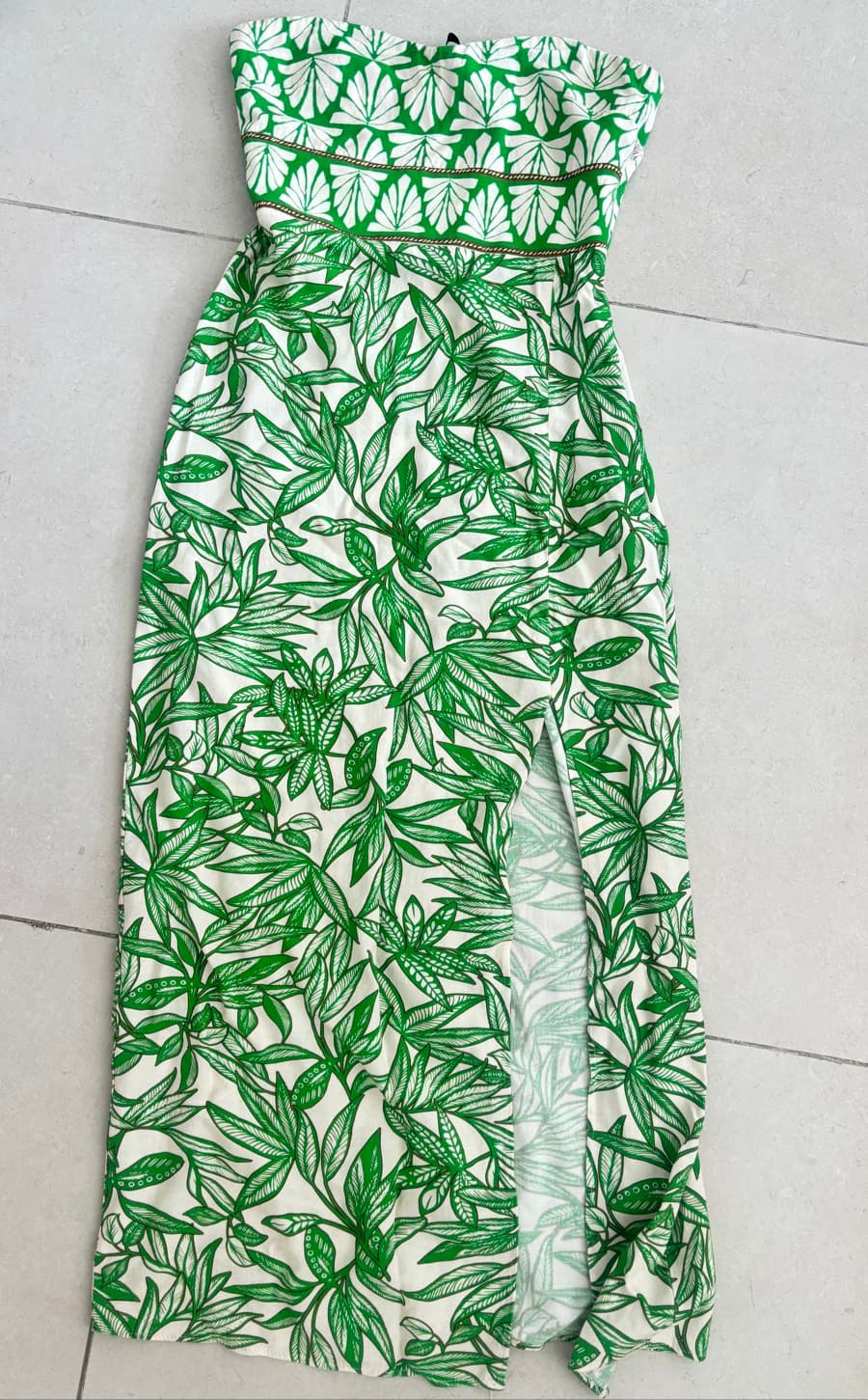 Strapless Leaf Print Dress thumbnail 2