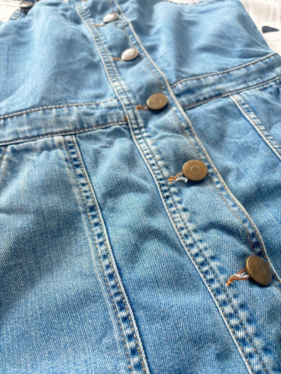 Denim Button-Front Pinafore Dress thumbnail 3