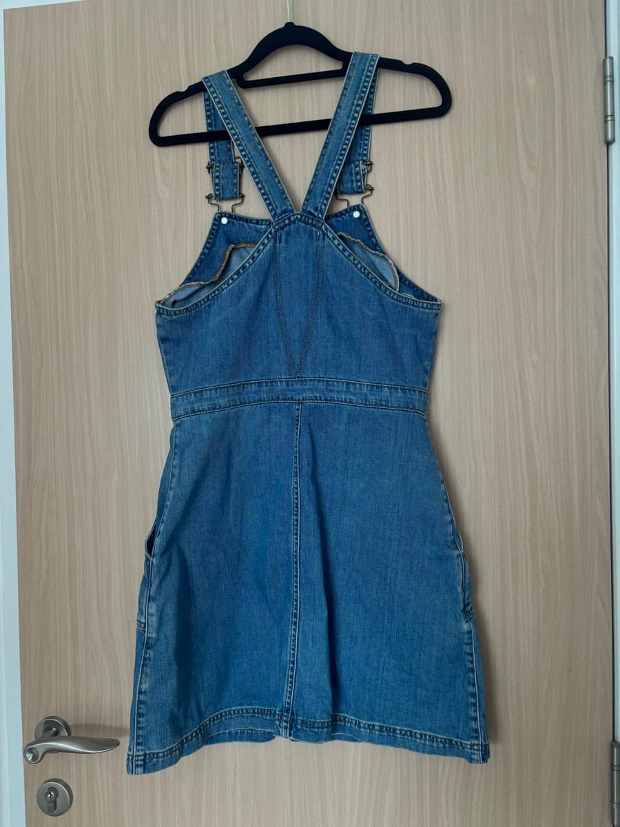 Denim Button-Front Pinafore Dress thumbnail 2