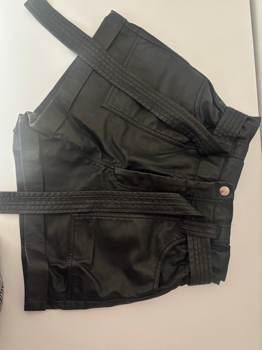 Black Faux Leather Shorts thumbnail 2