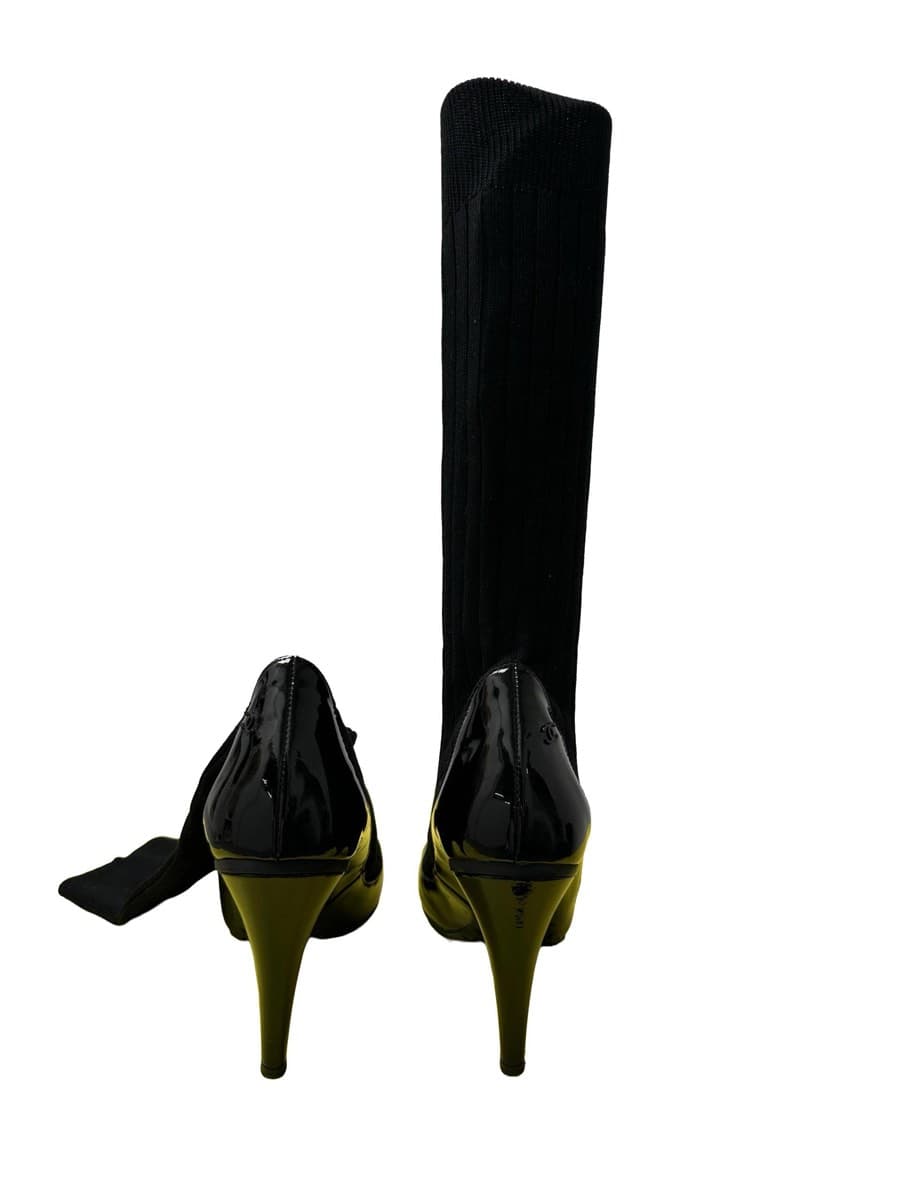 Black Ribbed Knit Boots thumbnail 5