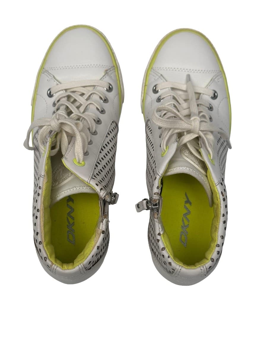 DKNY White Perforated High-Top Sneakers thumbnail 3