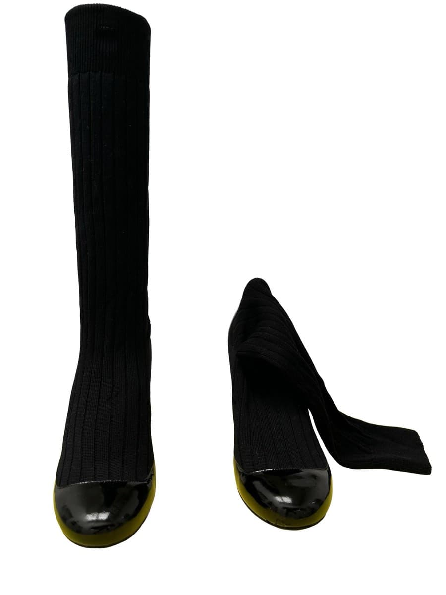 Black Ribbed Knit Boots thumbnail 2