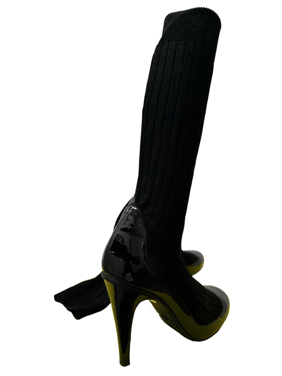 Black Ribbed Knit Boots thumbnail 4