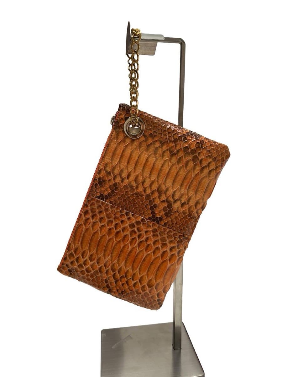 Dirk Bikkembergs (DB) orange Python Print Clutch thumbnail 2