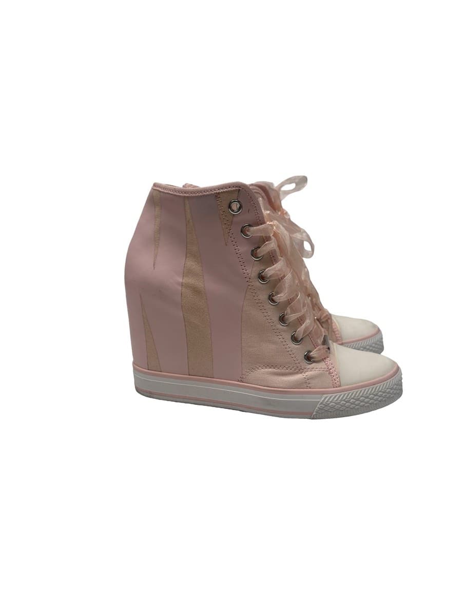 DKNY Pink High-Top Wedge Sneakers thumbnail 3