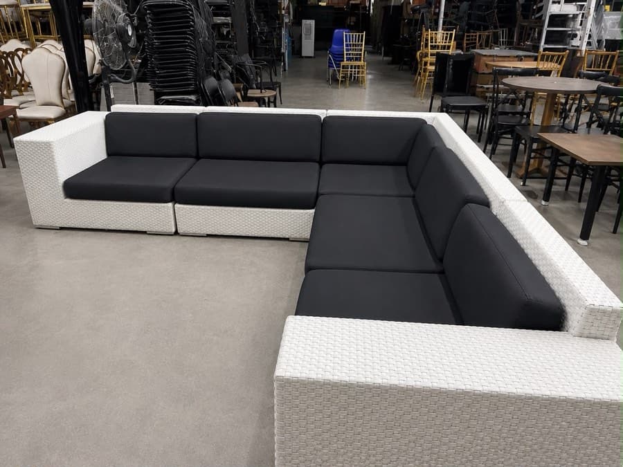 White Woven Sectional 5seater sofa thumbnail 4