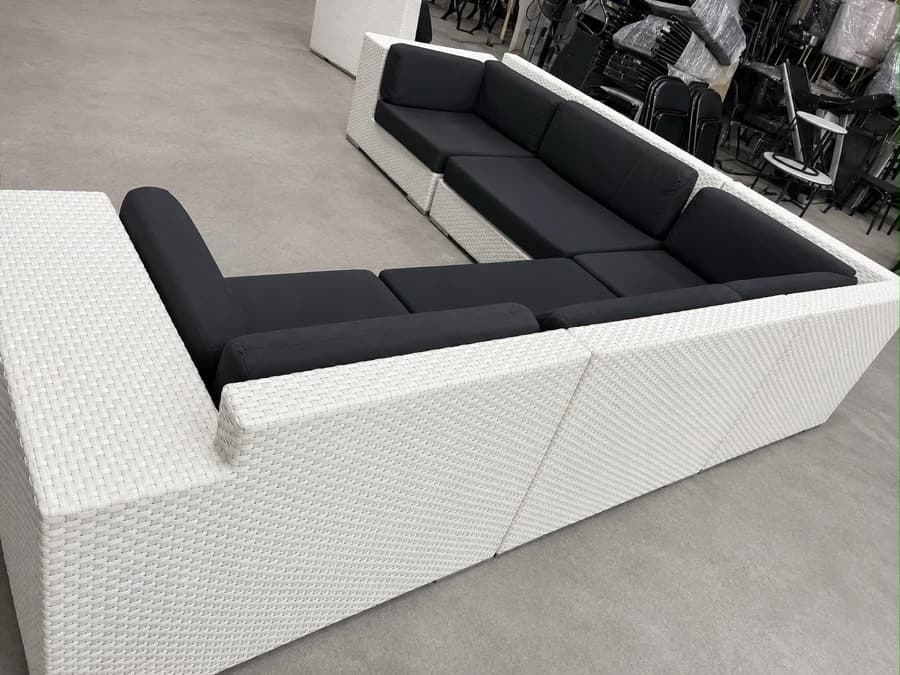 White Woven Sectional 5seater sofa thumbnail 2