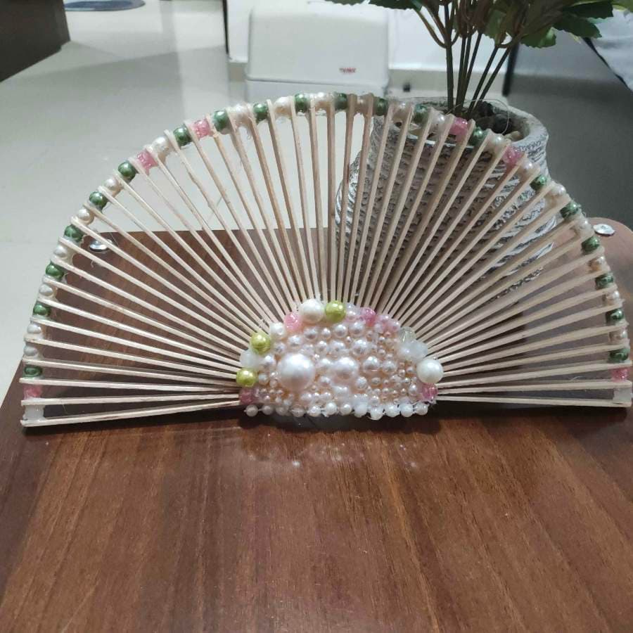 Embellished Wooden Hand Fan
