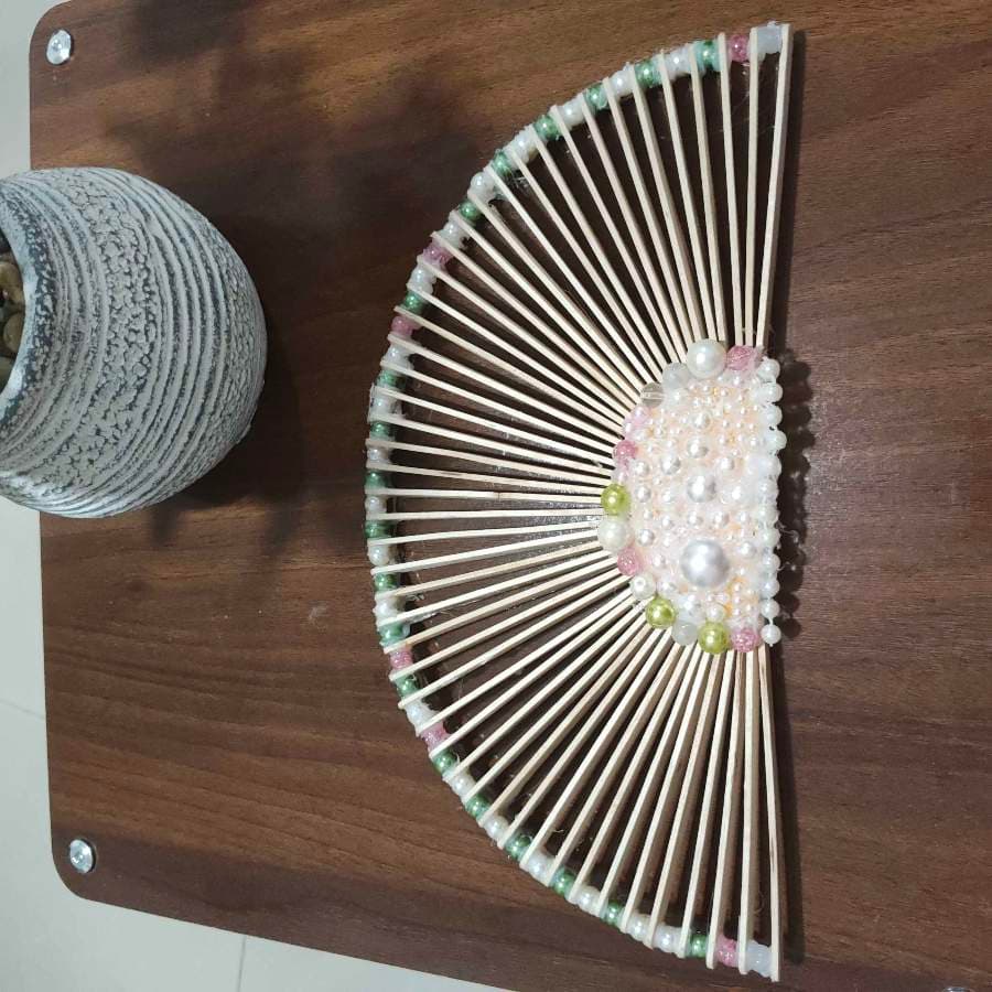 Embellished Wooden Hand Fan thumbnail 2