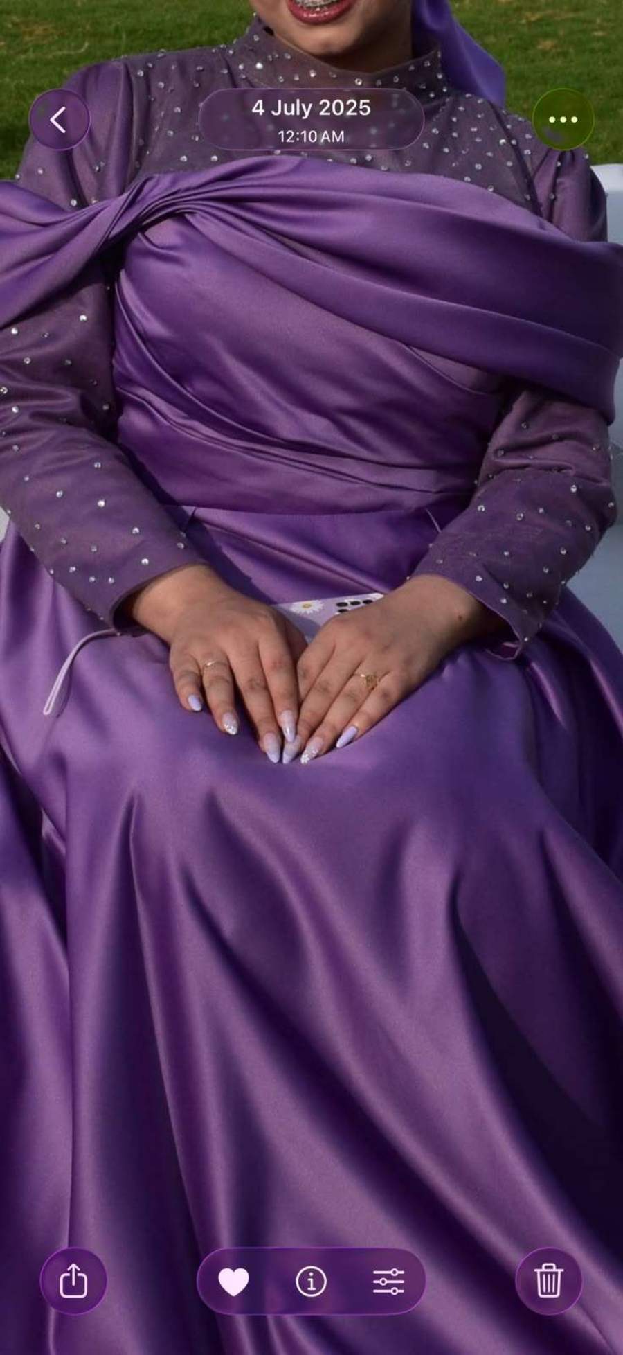 Purple Embellished Satin Gown - image 1
