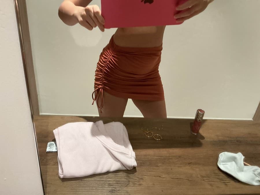 Rust Ruched Mini Skirt thumbnail 2