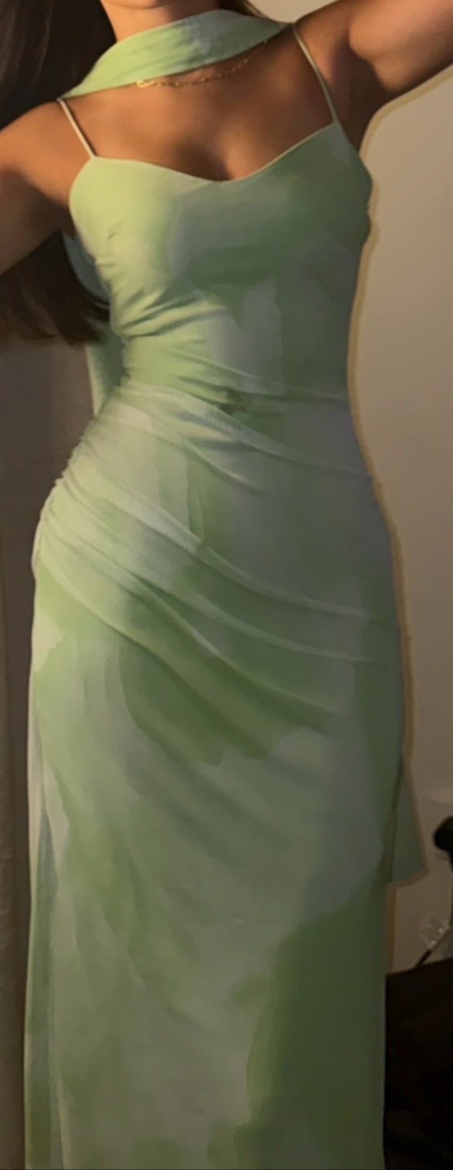 Tulle midi dress with scarf thumbnail 2
