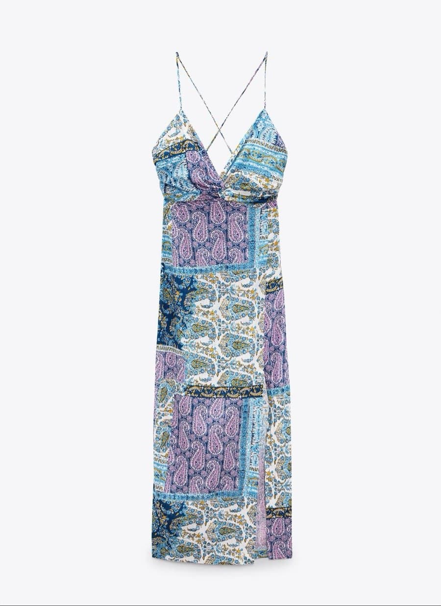 Zara Paisley Patchwork Midi Dress