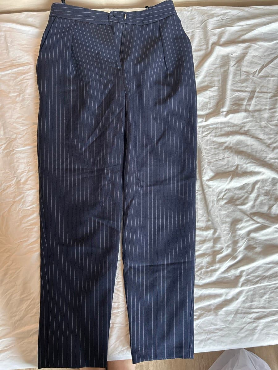 Pinstripe Pleated Trousers