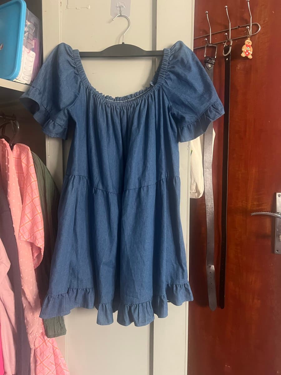 Denim Off-Shoulder Mini Dress thumbnail 2
