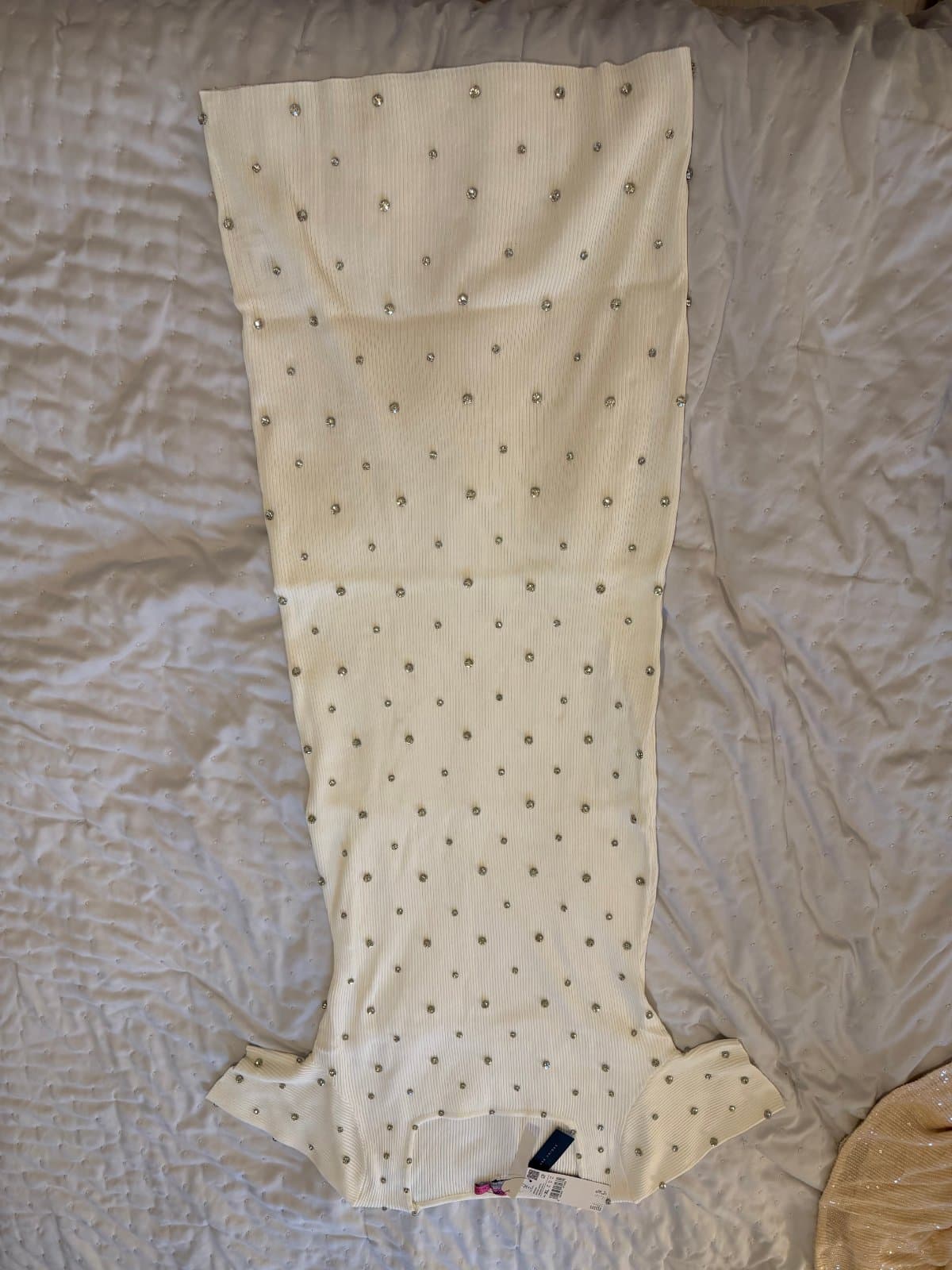 White Ribbed Embellished Bodycon Dress – Size XL – Brand New with Tags thumbnail 3