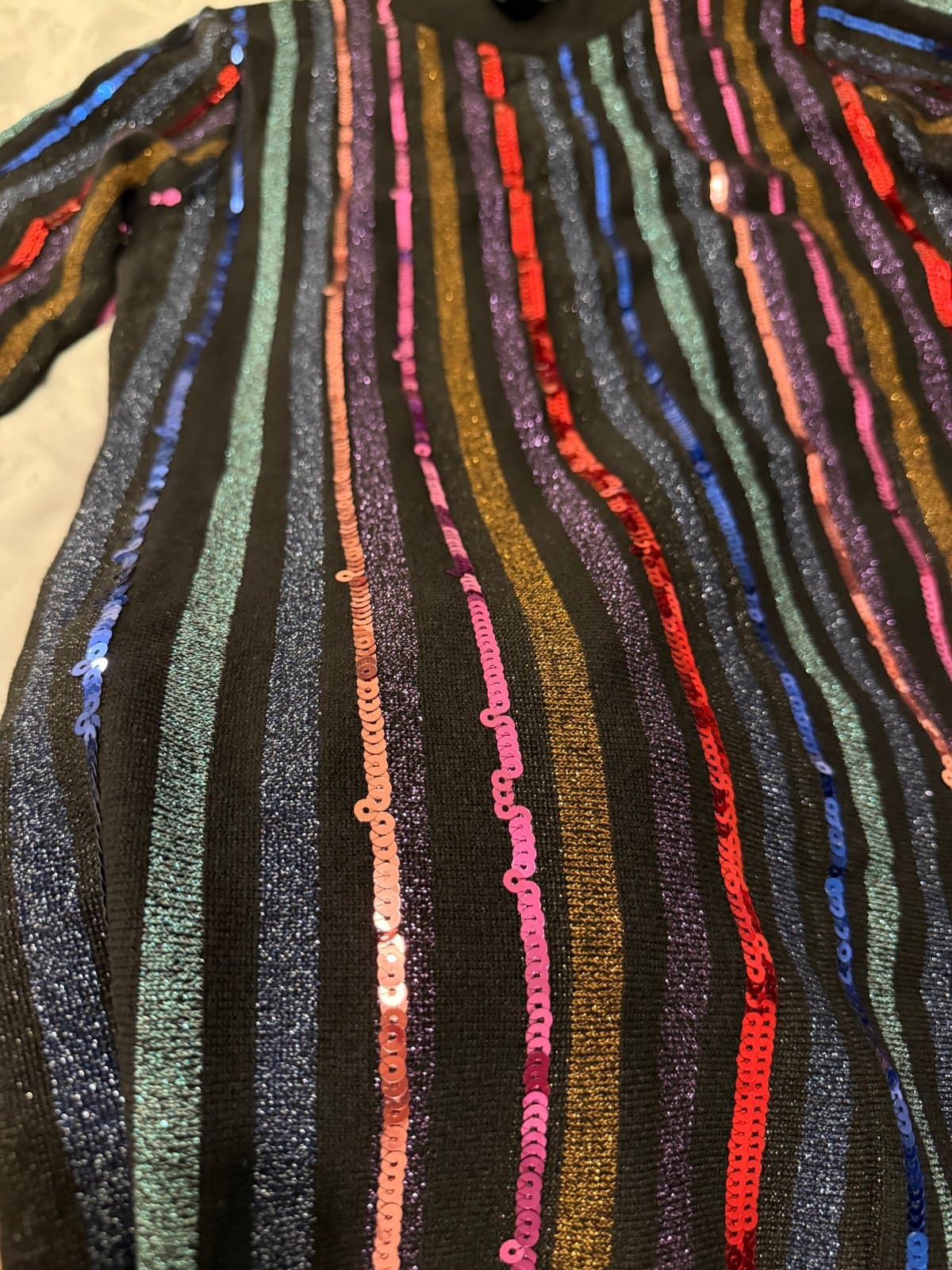PHASE EIGHT Multicoloured Sequin Stripe Midi Dress – Size L - image 1