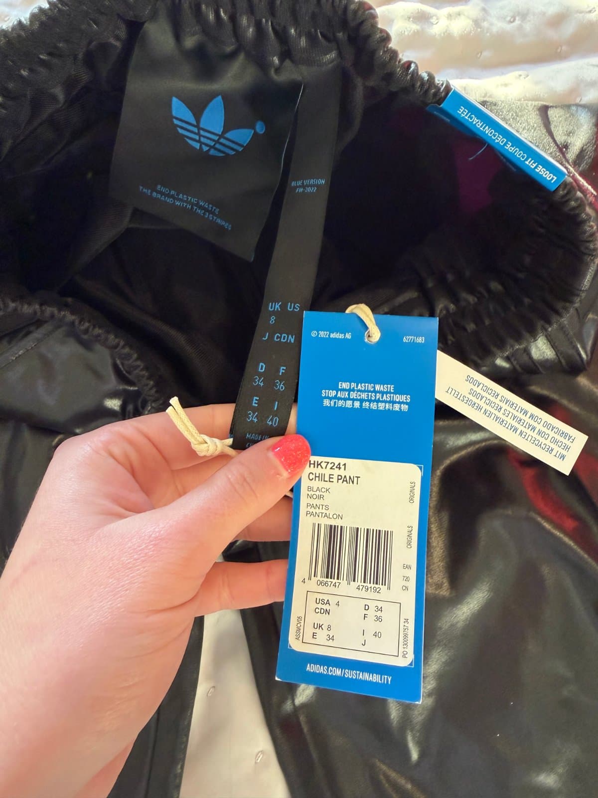 Unique adidas Chile 62 Metallic Black Wide-Leg Trousers – BNWT thumbnail 6