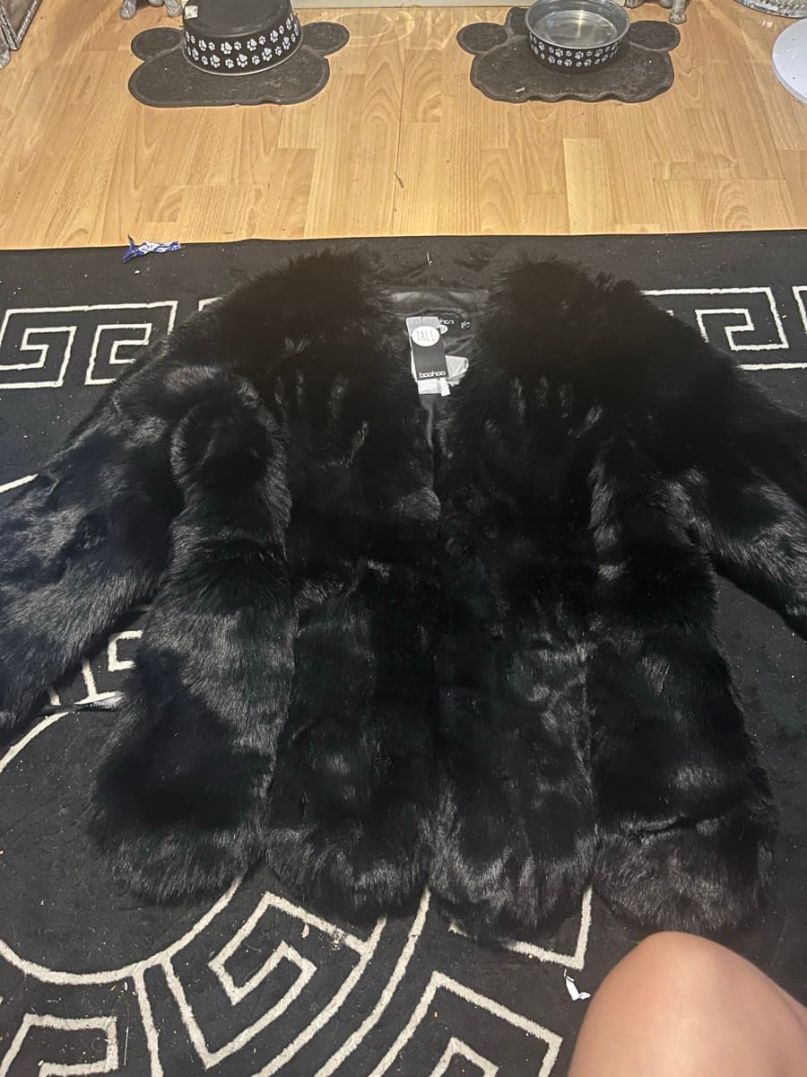 Boohoo Black Faux Fur Coat