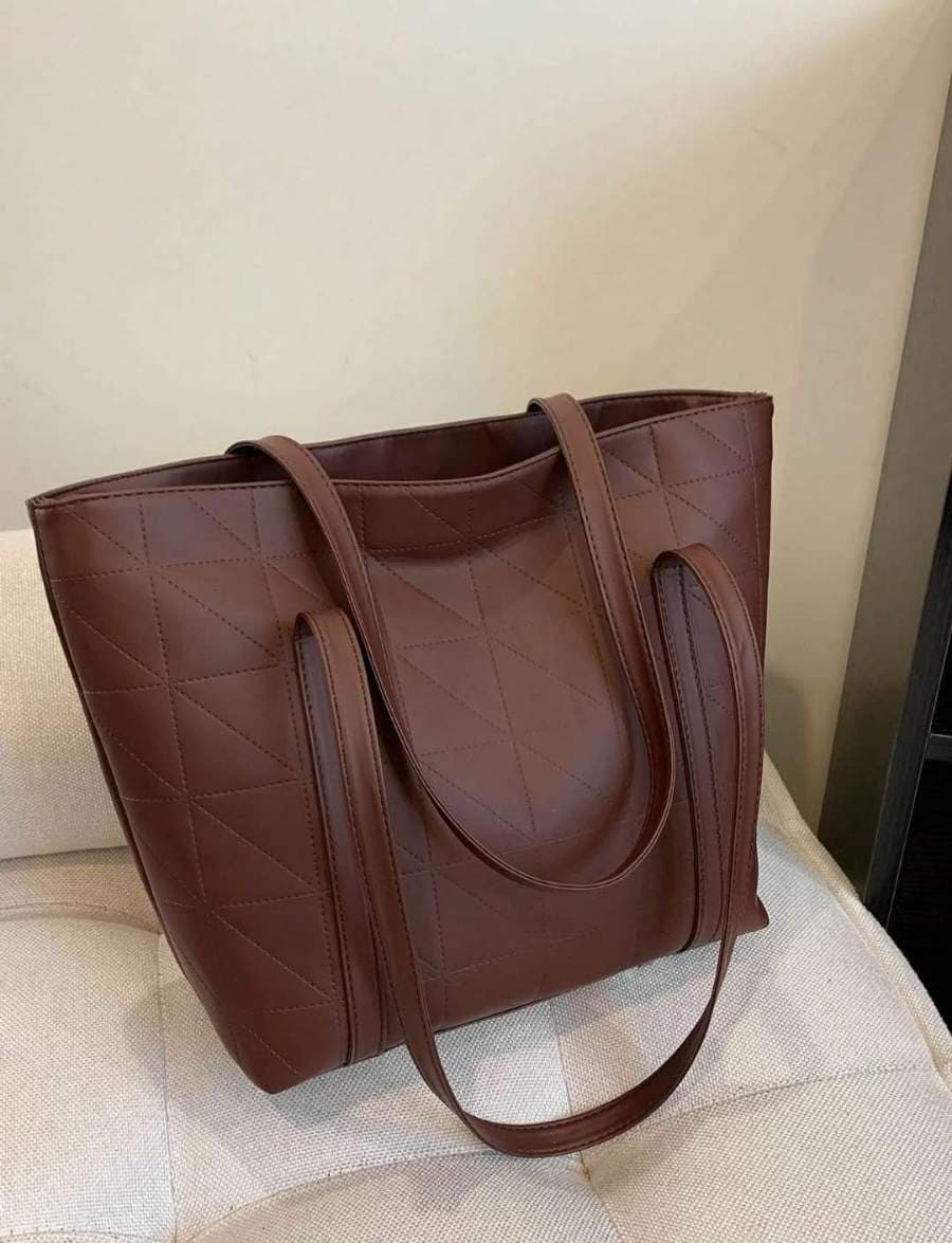 Coffee Brown Geo Tote