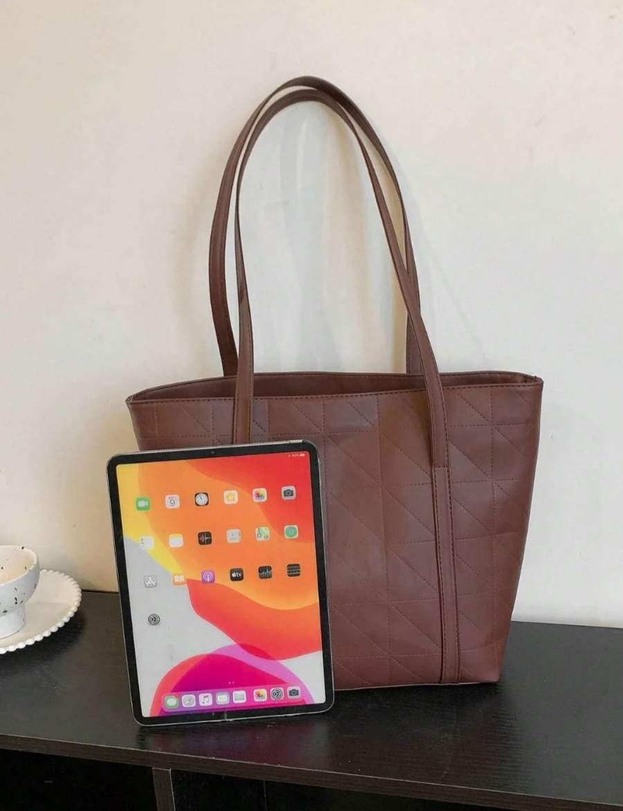 Coffee Brown Geo Tote thumbnail 2