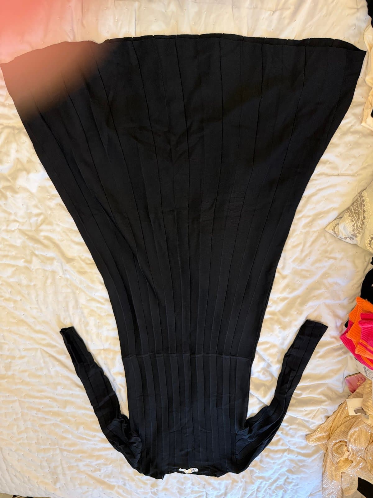 ZARA Black Ribbed Maxi Dress | Long Sleeve | Size L | Elegant Stretch Fit - image 1