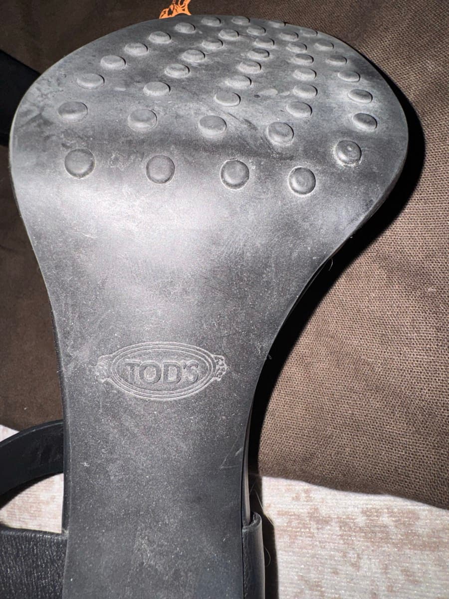 Tod’s Black Leather Wooden Platform Sandals thumbnail 4