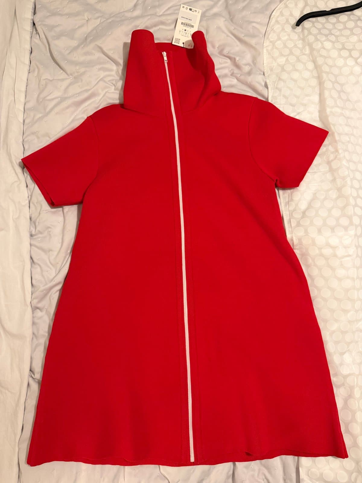 Zara Red Short-Sleeve Zip-Up Mini Dress – New With Tags thumbnail 3