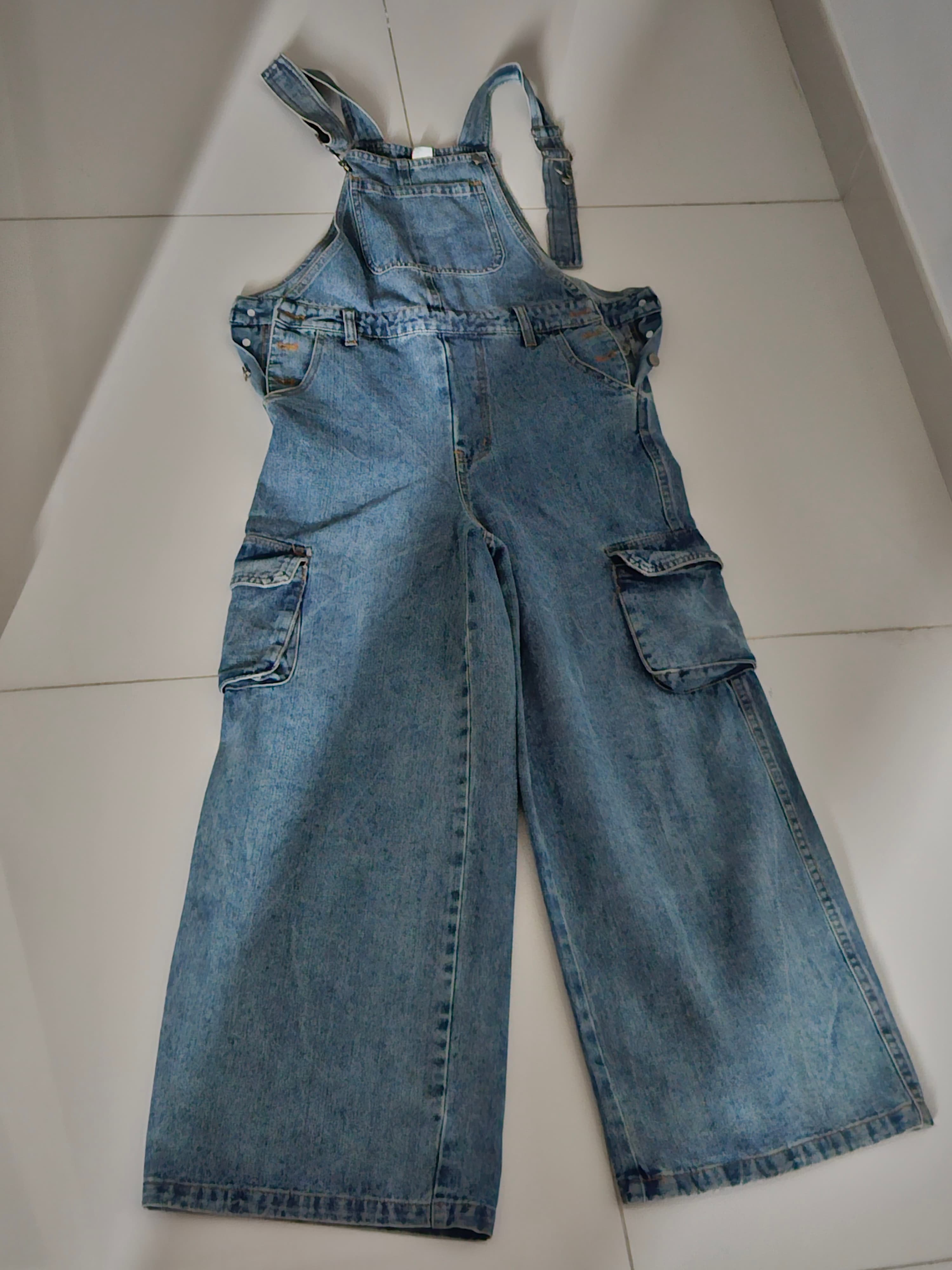 Denim Wide-Leg Overalls thumbnail 2