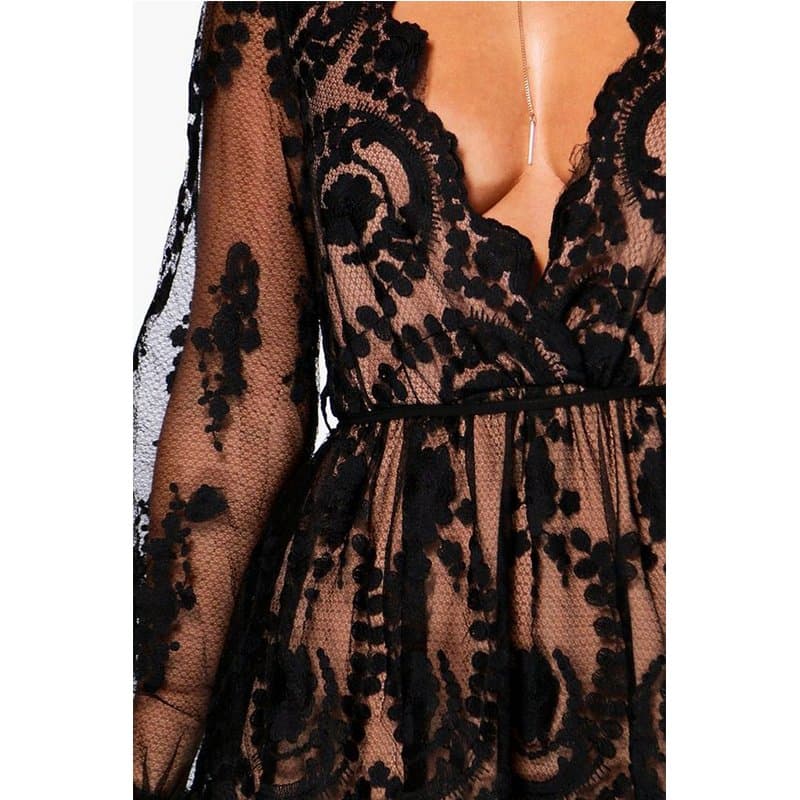 Boohoo Boutique Lace Plunge Skater Dress thumbnail 4