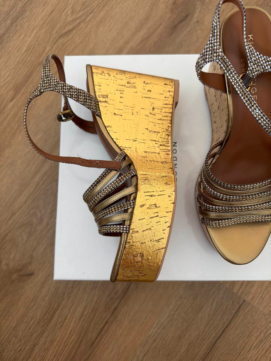 Kurt Geiger Gold Wedge Sandals thumbnail 3