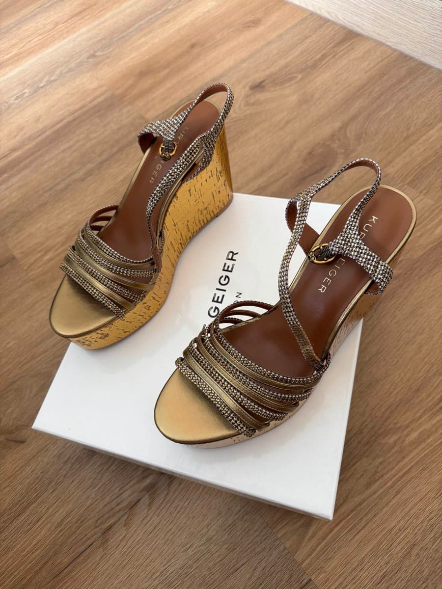 Kurt Geiger Gold Wedge Sandals