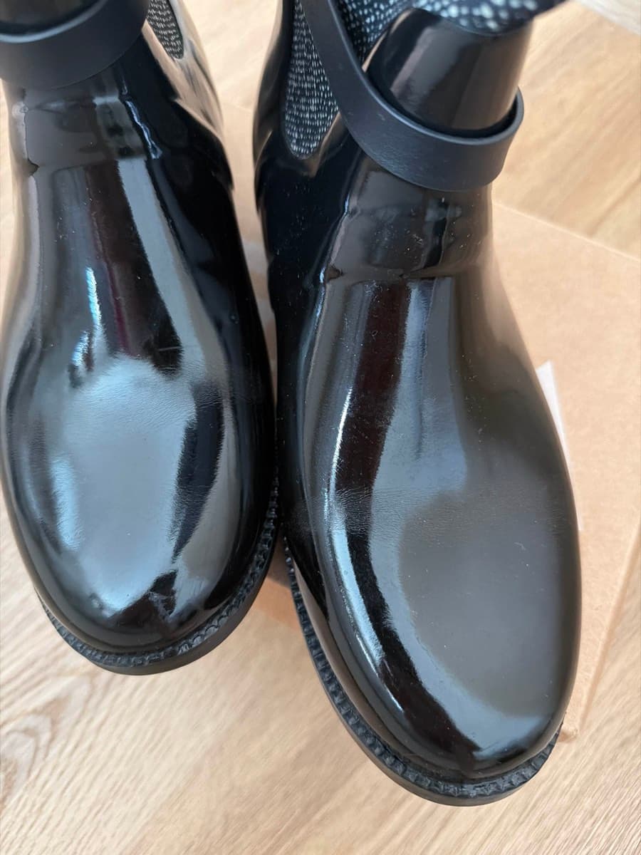 Glossy Black Fabric Boots thumbnail 3