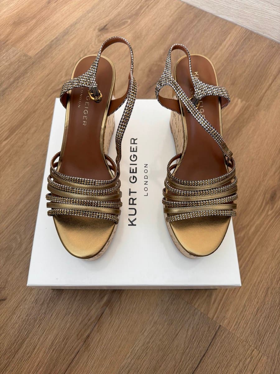 Kurt Geiger Gold Wedge Sandals thumbnail 2