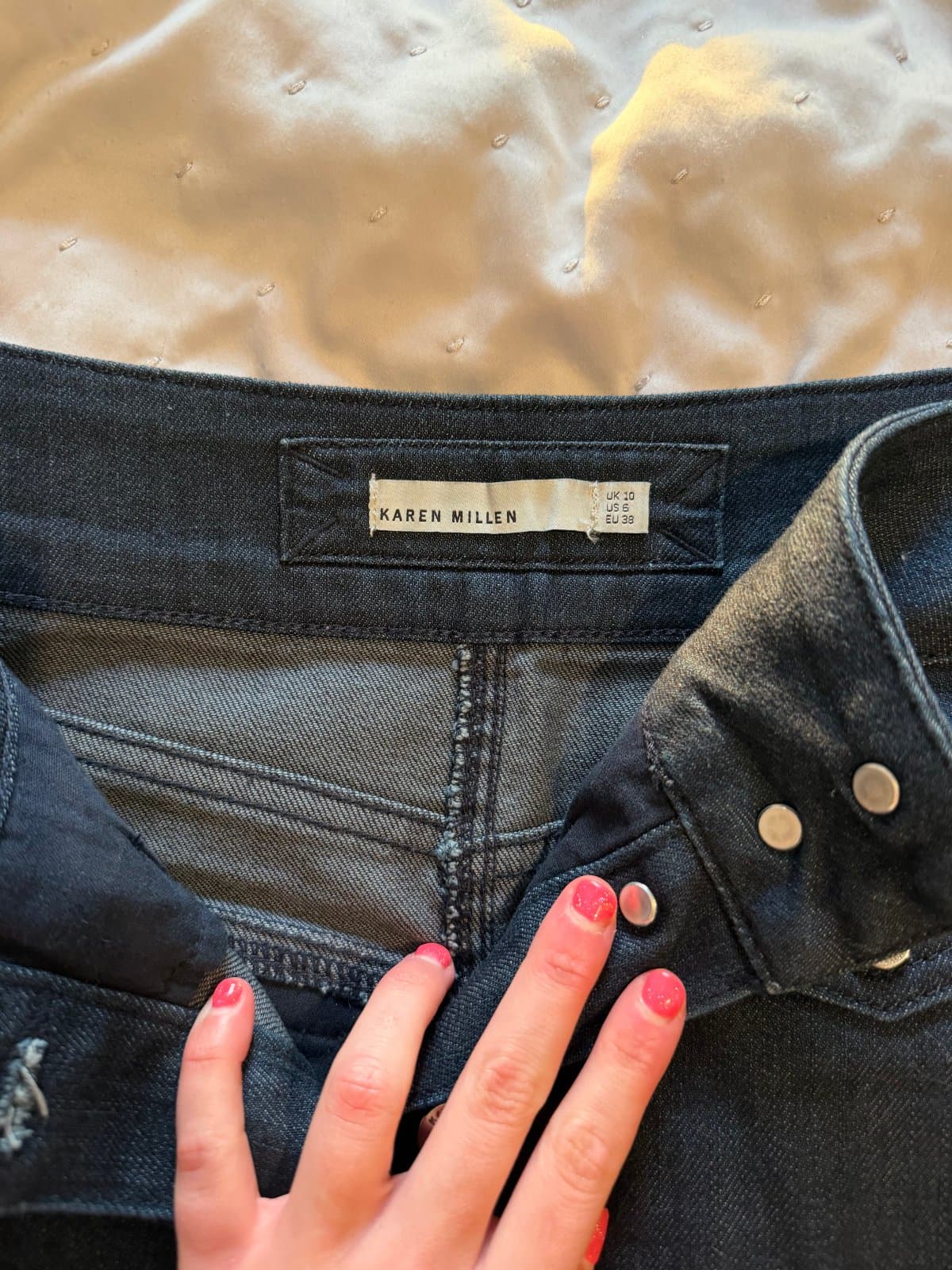Karen Millen Dark Denim Button-Front A-Line Skirt – UK 10 thumbnail 4