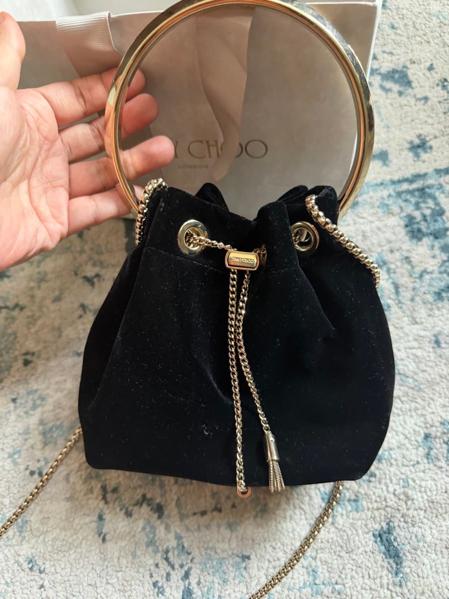 Jimmy Choo Black Velvet Bag thumbnail 4