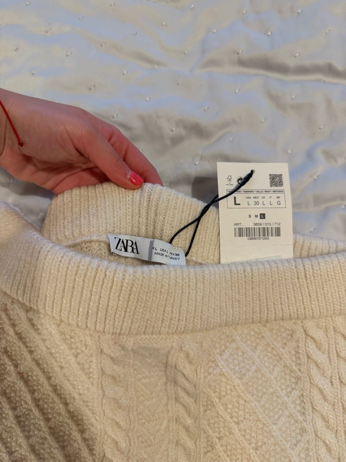 Zara Cream Cable Knit Mini Skirt – New With Tags thumbnail 2