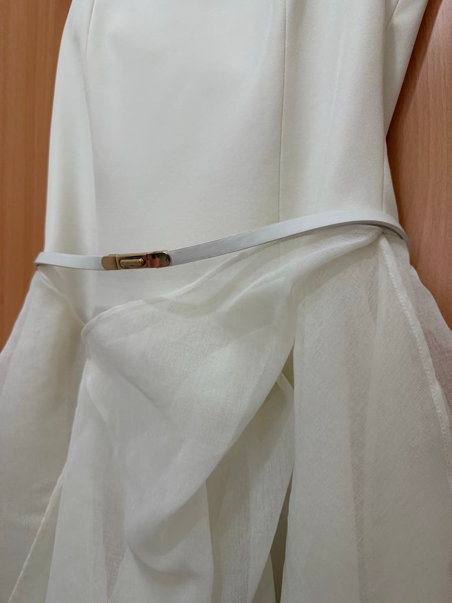 Cream Layered Organza Dress thumbnail 6