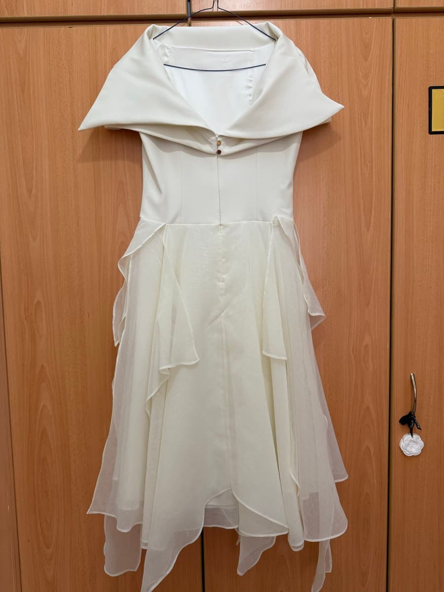 Cream Layered Organza Dress thumbnail 4