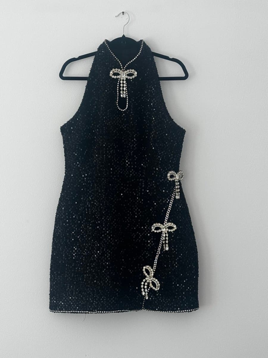 Lavish Alice Black Sequin Embellished Mini Dress