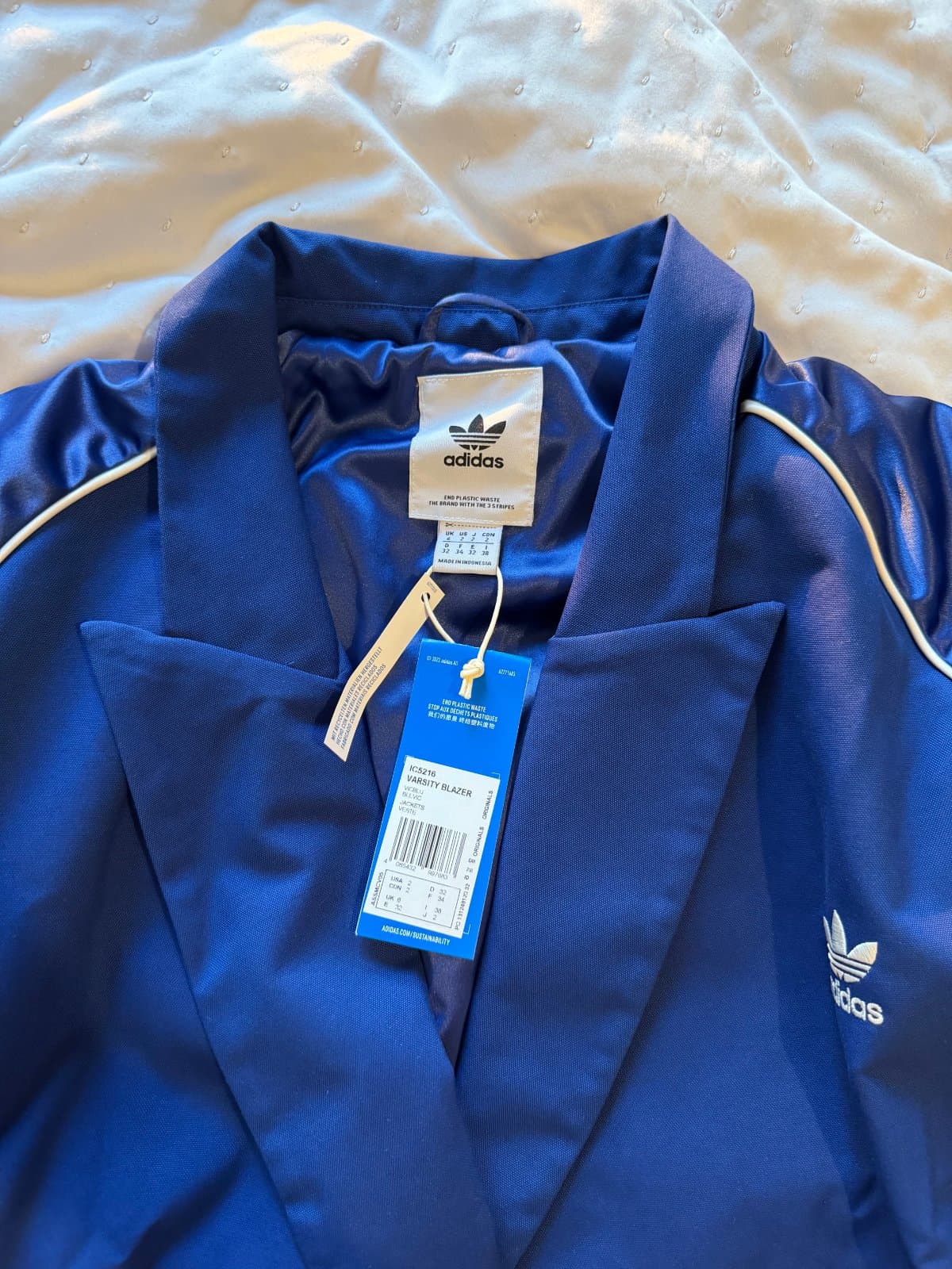 Limited Edition Adidas Originals Blue Varsity Blazer Jacket – New With Tags thumbnail 4
