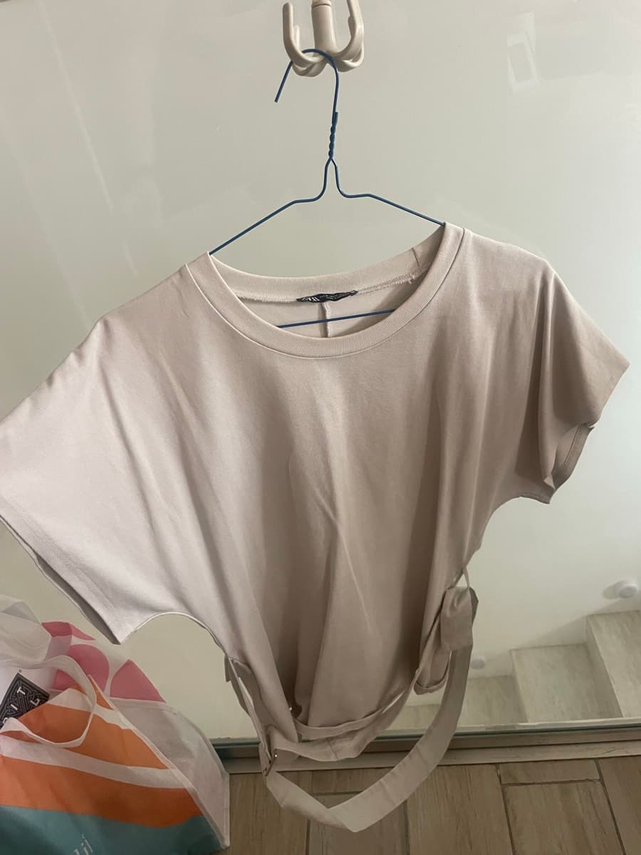 Zara Beige Tie-Waist Top
