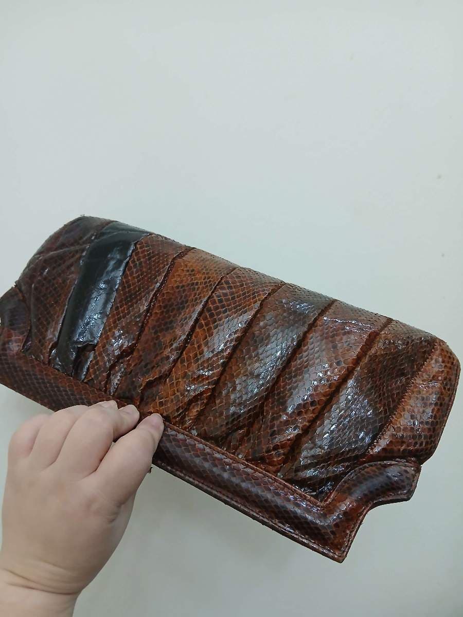 Brown Snakeskin Clutch Bag